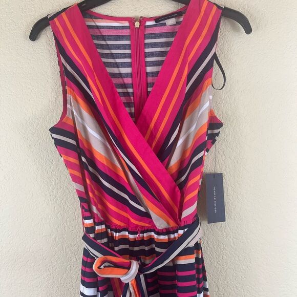 Tommy Hilfiger striped fit and flare cotton dress with belt size 6 Small - Picture 4 of 11